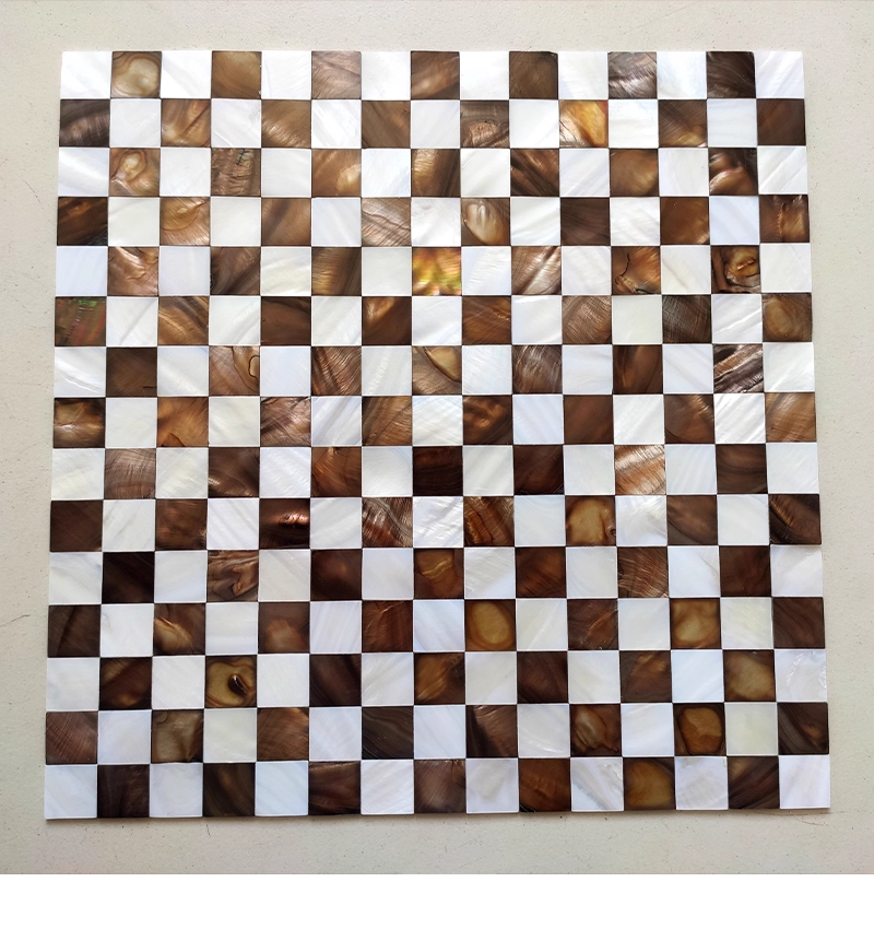 Blended White and Coffee Seamless Square Mother of Pearl Mosaic Tile for Bathroom Kitchen and Shower Wall Tile