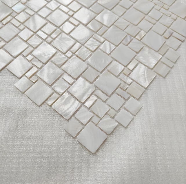 White Puzzle Mother of Pearl Mosaic Tile for Bathroom Kitchen and Shower Wall Tile