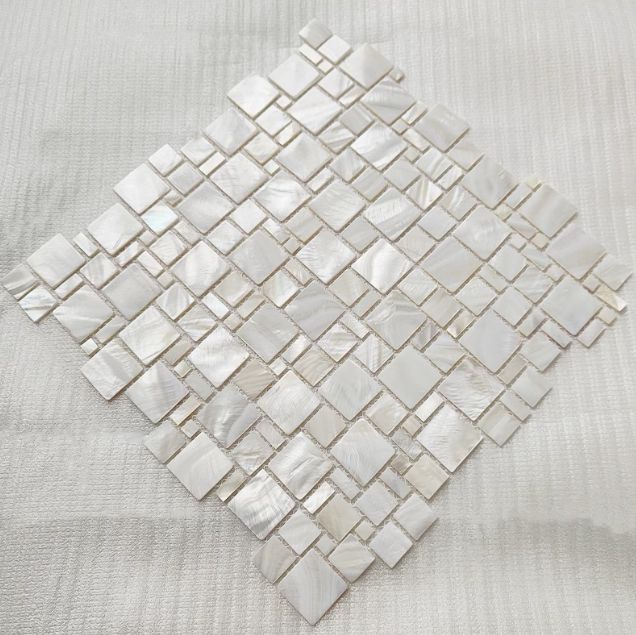White Puzzle Mother of Pearl Mosaic Tile for Bathroom Kitchen and Shower Wall Tile