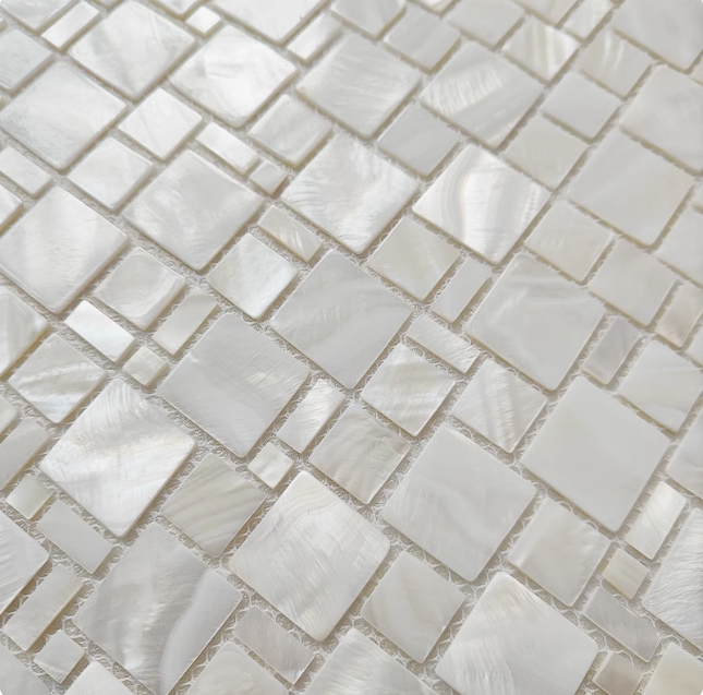 White Puzzle Mother of Pearl Mosaic Tile for Bathroom Kitchen and Shower Wall Tile