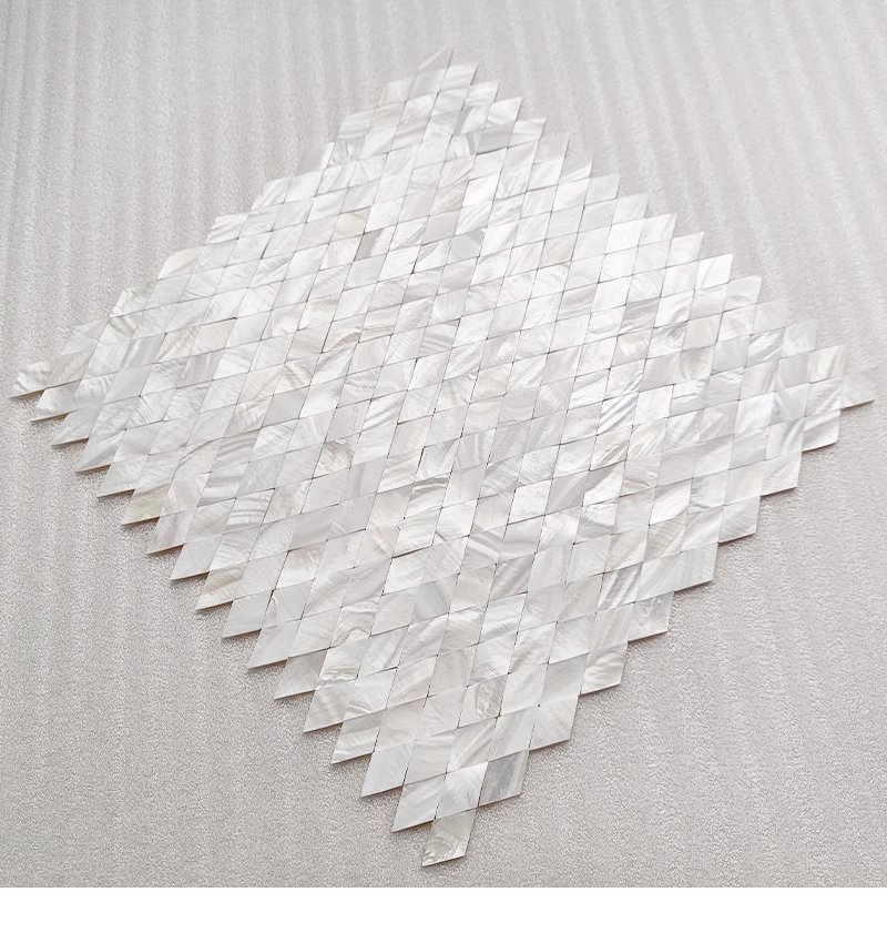 White Rhombus Seamless Mother of Pearl Mosaic Tile for Bathroom Kitchen Shower Wall Tile