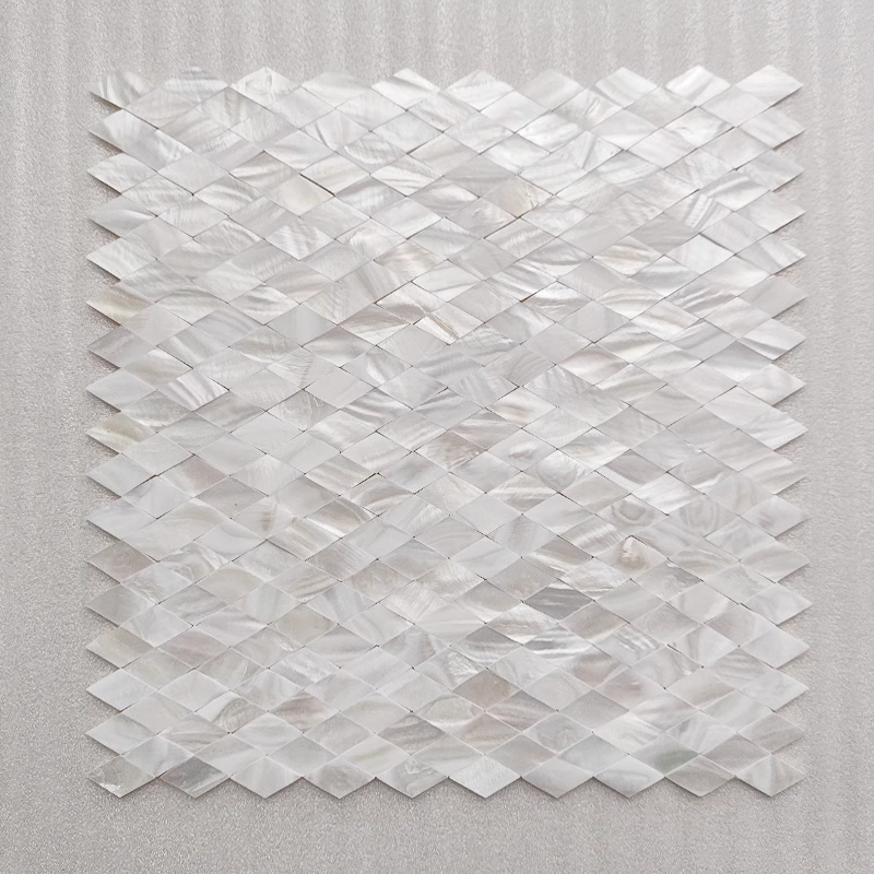 White Rhombus Seamless Mother of Pearl Mosaic Tile for Bathroom Kitchen Shower Wall Tile