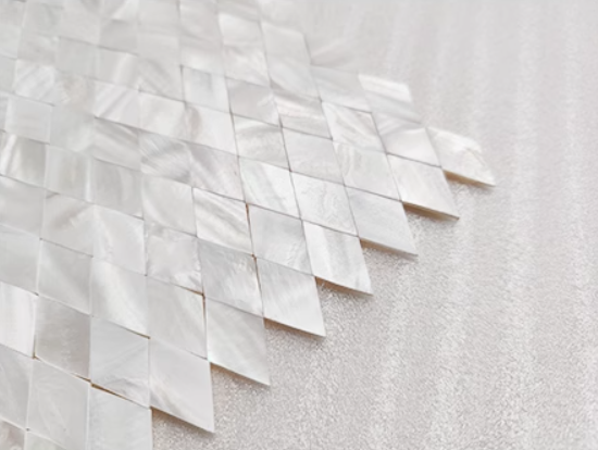 White Rhombus Seamless Mother of Pearl Mosaic Tile for Bathroom Kitchen Shower Wall Tile