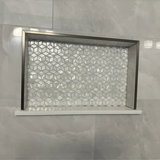 White Rhombus Mother of Pearl Mosaic Tile for Bathroom Kitchen and Shower Wall Tile