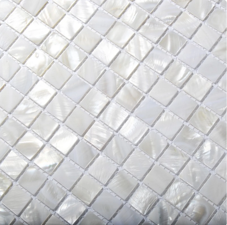 White Square Mother of Pearl Mosaic Tile for Bathroom Kitchen and Shower Wall Tile