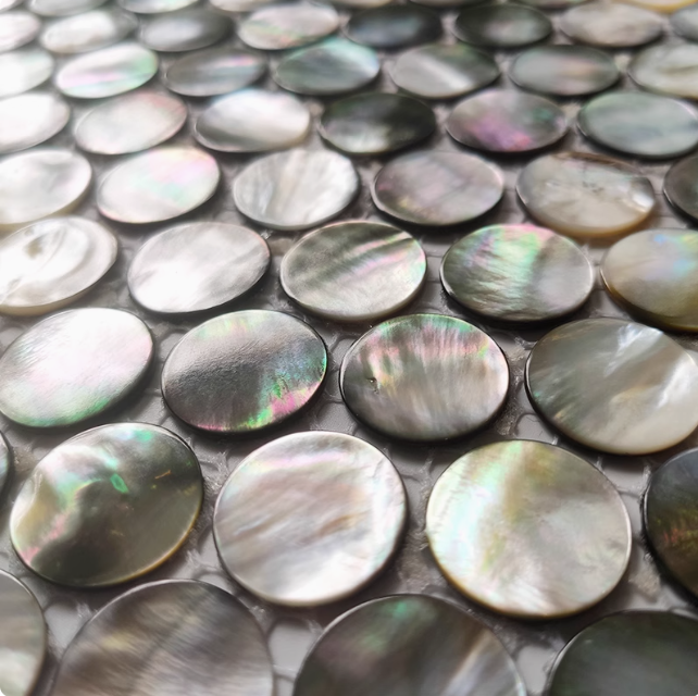 Black Circle Mother of Pearl Mosaic Seashell Tile for Bathroom Kitchen and Shower Wall Tile