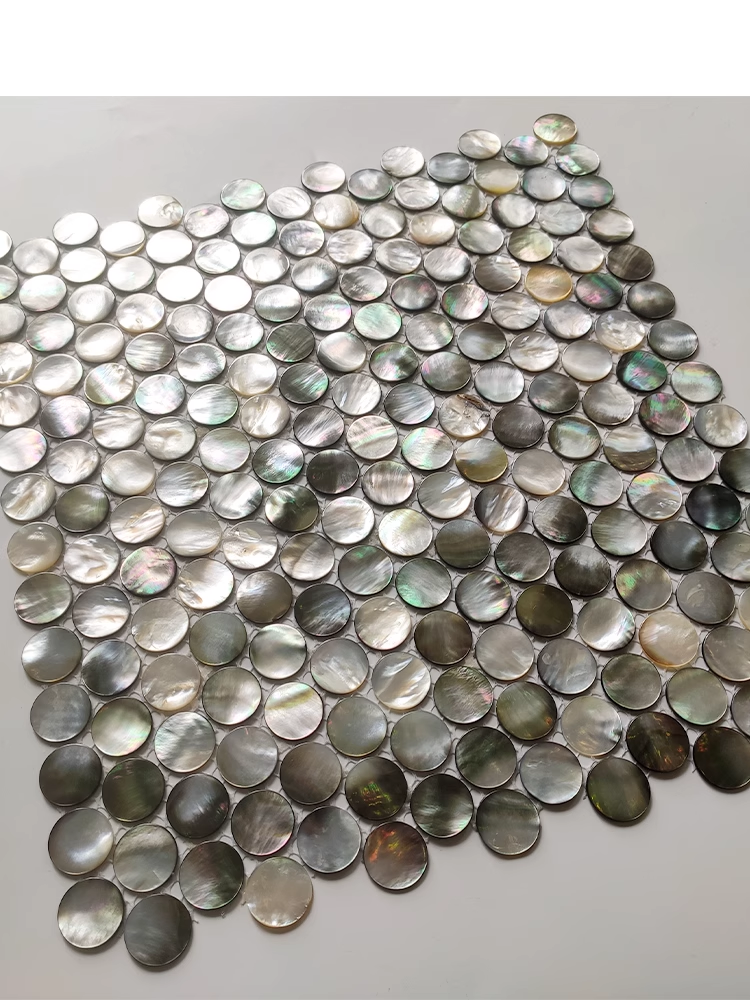 Black Circle Mother of Pearl Mosaic Seashell Tile for Bathroom Kitchen and Shower Wall Tile