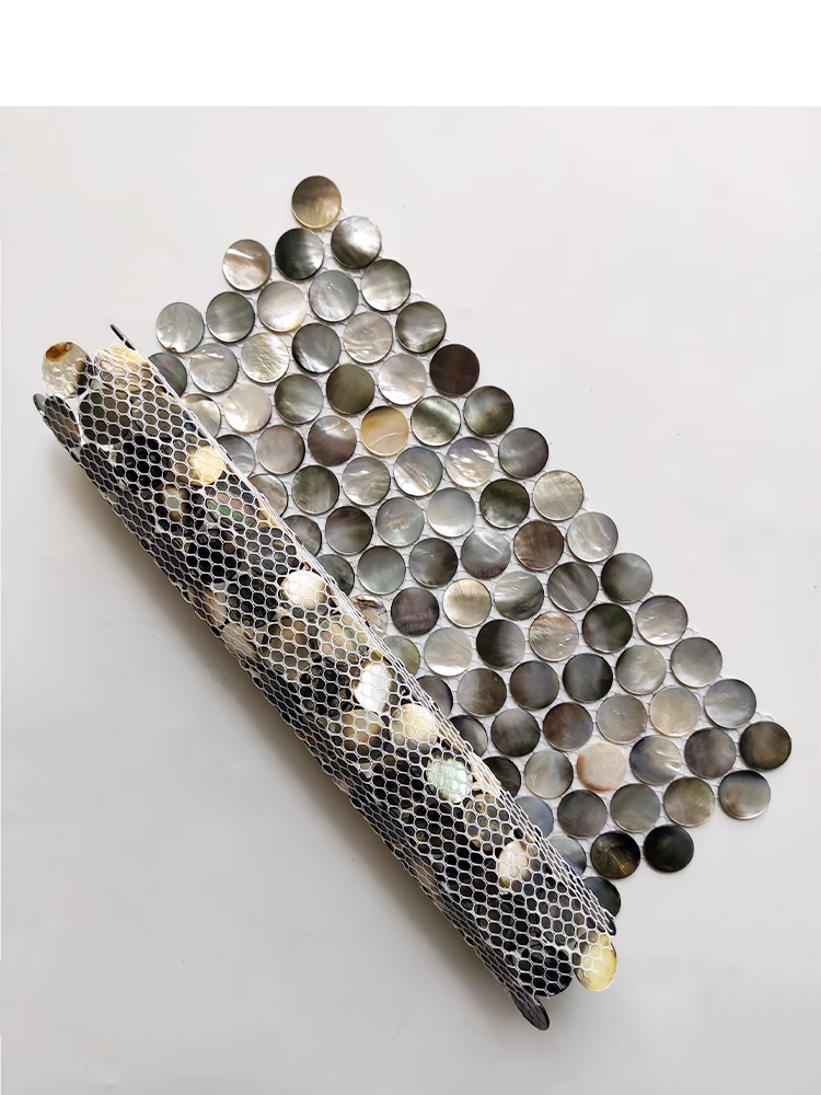 Black Circle Mother of Pearl Mosaic Seashell Tile for Bathroom Kitchen and Shower Wall Tile