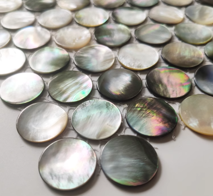 Black Circle Mother of Pearl Mosaic Seashell Tile for Bathroom Kitchen and Shower Wall Tile
