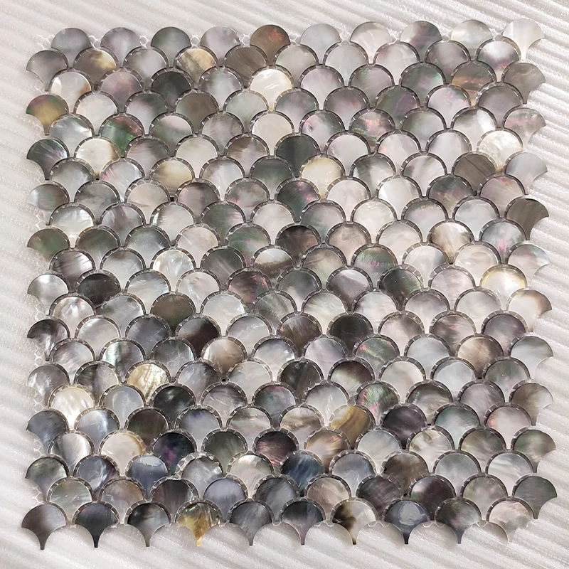 Black Scallop Mother of Pearl Seashell Mosaic Tile for Bathroom Kitchen and Shower Wall Tile