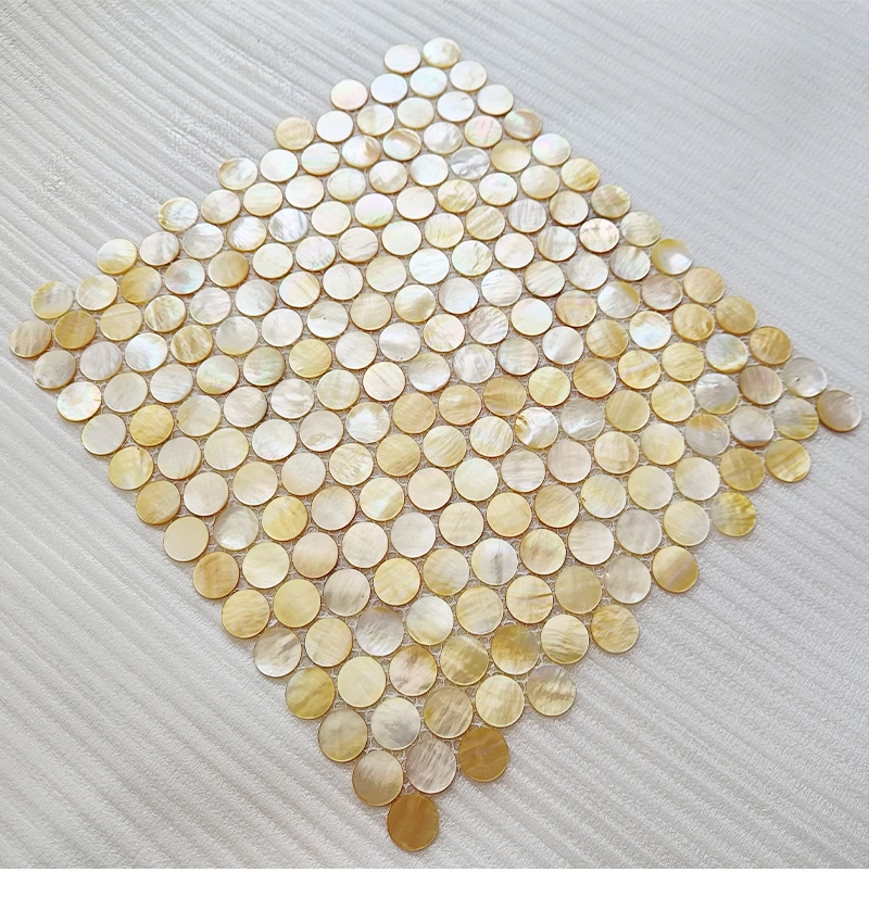 Yellow Circle Mother of Pearl Mosaic Seashell Tile for Bathroom Kitchen and Shower Wall Tile