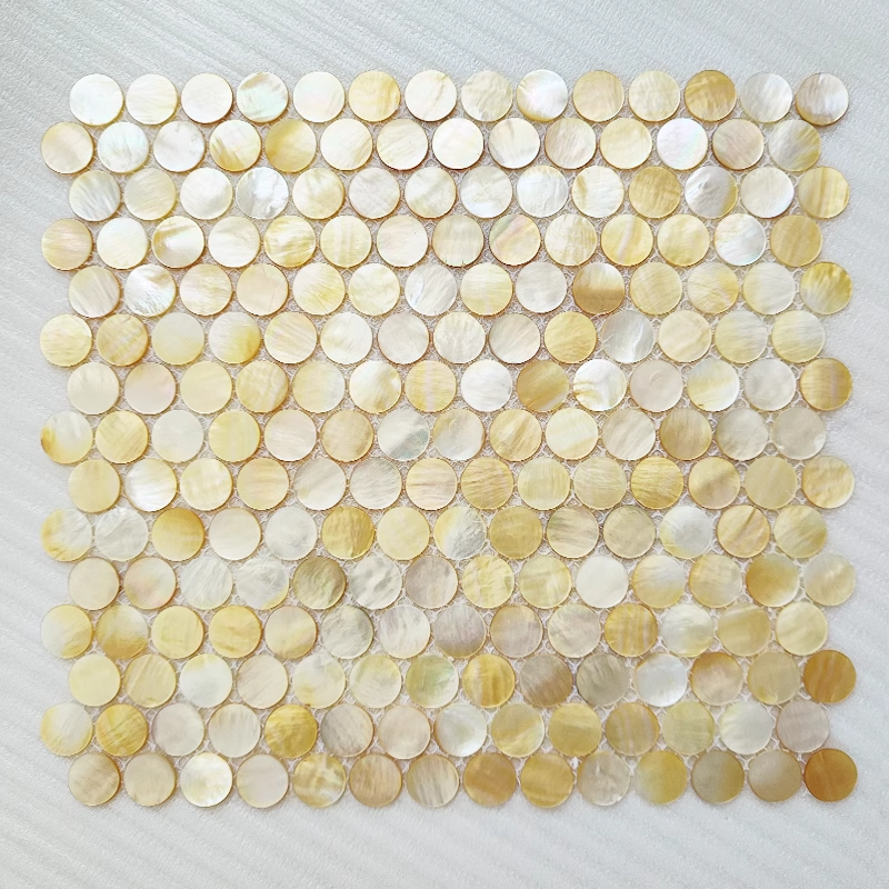 Yellow Circle Mother of Pearl Mosaic Seashell Tile for Bathroom Kitchen and Shower Wall Tile