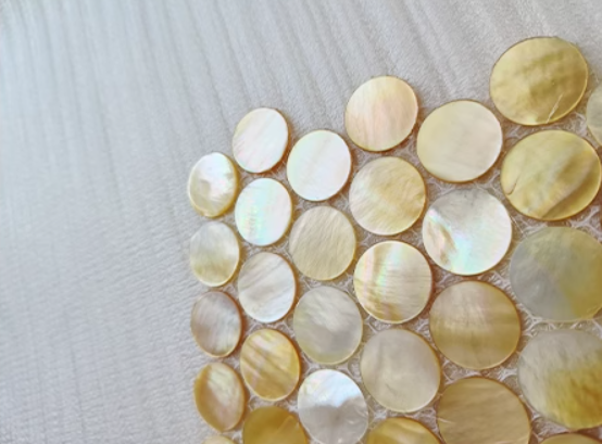 Yellow Circle Mother of Pearl Mosaic Seashell Tile for Bathroom Kitchen and Shower Wall Tile