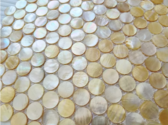 Yellow Circle Mother of Pearl Mosaic Seashell Tile for Bathroom Kitchen and Shower Wall Tile