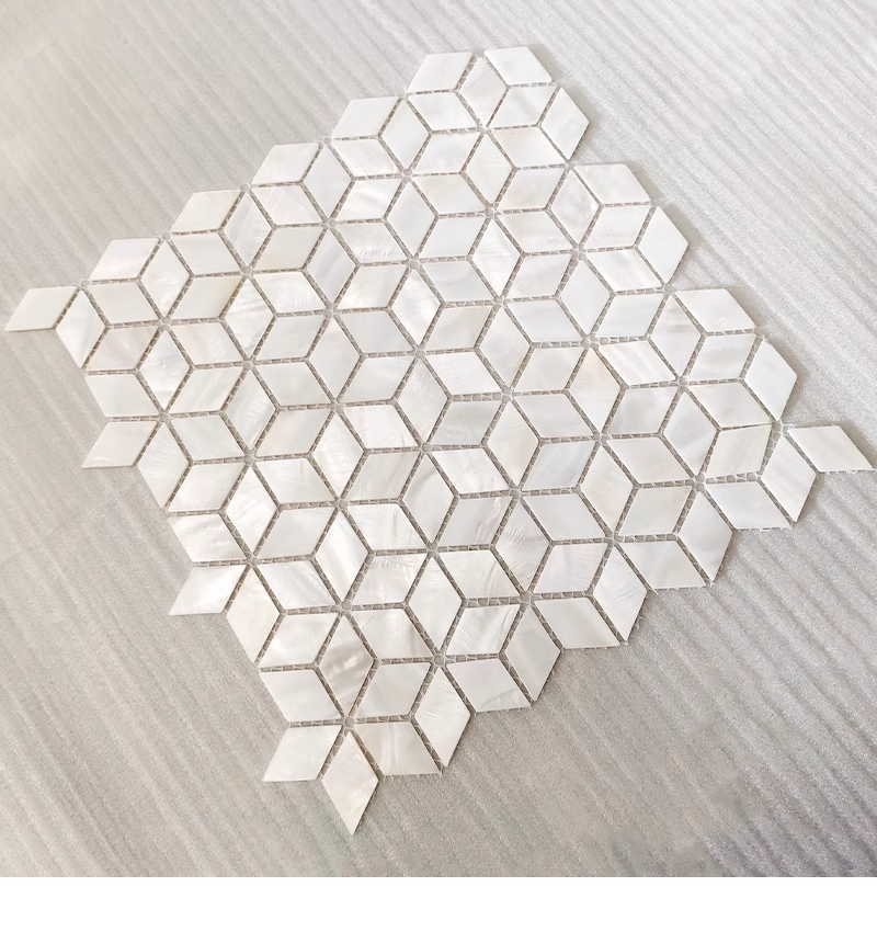 White Rhombus Mother of Pearl Mosaic Tile for Bathroom Kitchen and Shower Wall Tile
