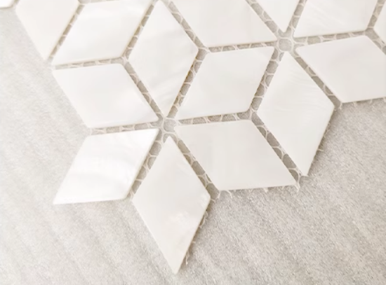 White Rhombus Mother of Pearl Mosaic Tile for Bathroom Kitchen and Shower Wall Tile
