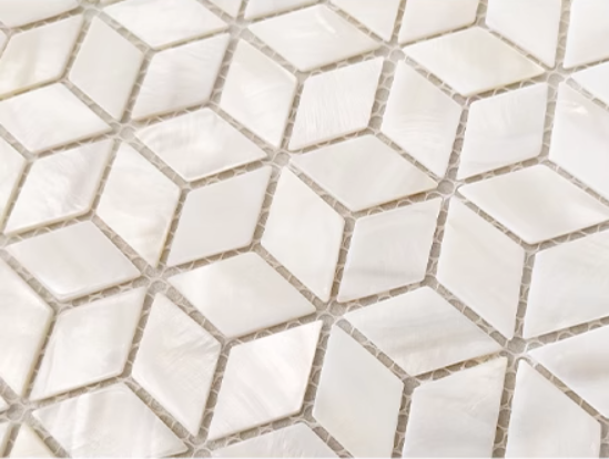 White Rhombus Mother of Pearl Mosaic Tile for Bathroom Kitchen and Shower Wall Tile