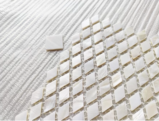 White Tiny Rhombus Mother of Pearl Mosaic Tile for Bathroom Kitchen and Shower Wall Tile