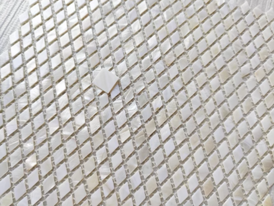 White Tiny Rhombus Mother of Pearl Mosaic Tile for Bathroom Kitchen and Shower Wall Tile