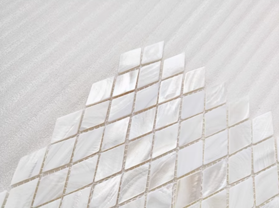 White Diamond Mother of Pearl Mosaic Tile for Bathroom Kitchen and Shower Wall Tile