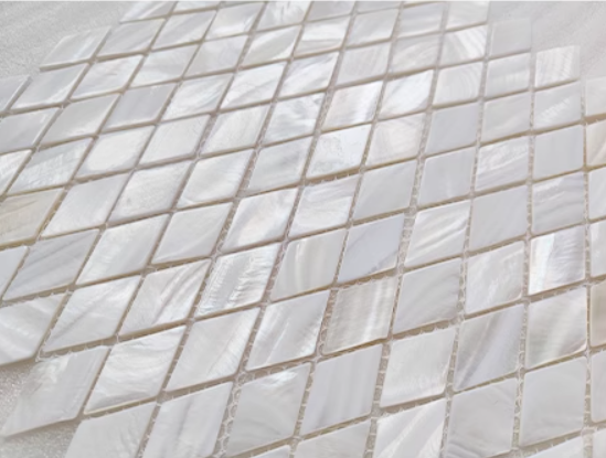 White Diamond Mother of Pearl Mosaic Tile for Bathroom Kitchen and Shower Wall Tile