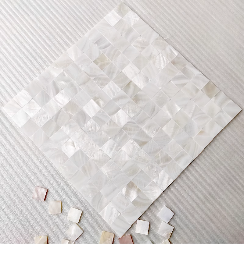 1" X 1" White Square Seamless Mother of Pearl Mosaic Tile For Bathroom Kitchen Shower Wall Tile