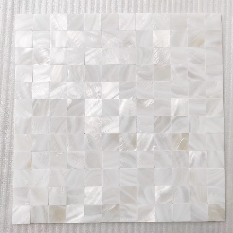 1" X 1" White Square Seamless Mother of Pearl Mosaic Tile For Bathroom Kitchen Shower Wall Tile