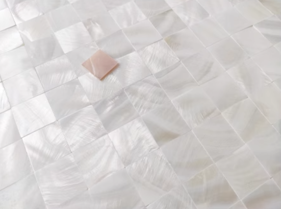 1" X 1" White Square Seamless Mother of Pearl Mosaic Tile For Bathroom Kitchen Shower Wall Tile