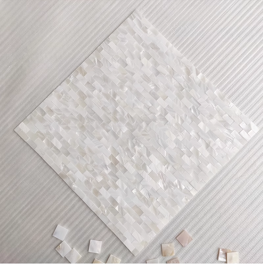 0.39" X 0.78"(10mmx20mm) Mosaic White Brick Seamless Mother of pearl Tile For Bathroom Kitchen Shower Wall Backsplash Tile