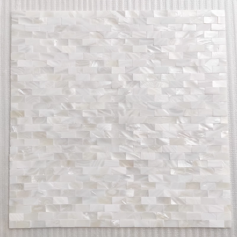 0.39" X 0.78"(10mmx20mm) Mosaic White Brick Seamless Mother of pearl Tile For Bathroom Kitchen Shower Wall Backsplash Tile
