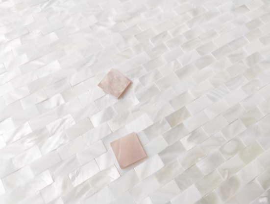 0.39" X 0.78"(10mmx20mm) Mosaic White Brick Seamless Mother of pearl Tile For Bathroom Kitchen Shower Wall Backsplash Tile