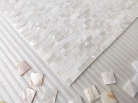 0.39" X 0.78"(10mmx20mm) Mosaic White Brick Seamless Mother of pearl Tile For Bathroom Kitchen Shower Wall Backsplash Tile