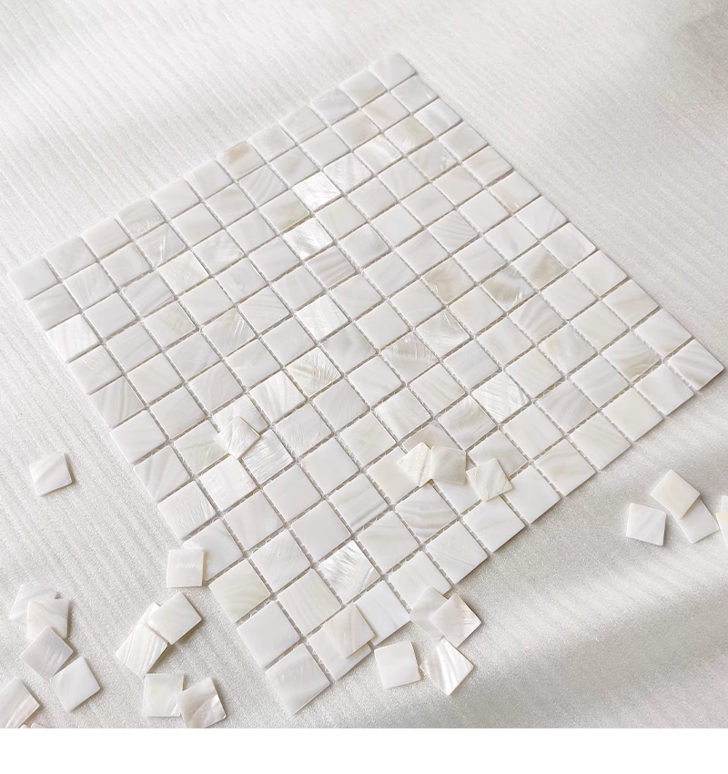 1" X 1"(25mm x 25mm) White Square Mother of Pearl Mosaic Tile for Bathroom Kitchan and Shower Wall Tile