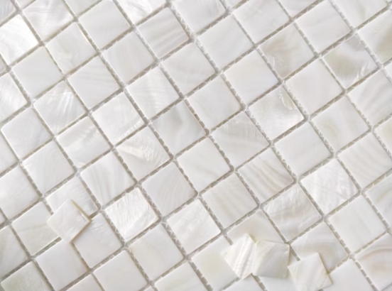 1" X 1"(25mm x 25mm) White Square Mother of Pearl Mosaic Tile for Bathroom Kitchan and Shower Wall Tile