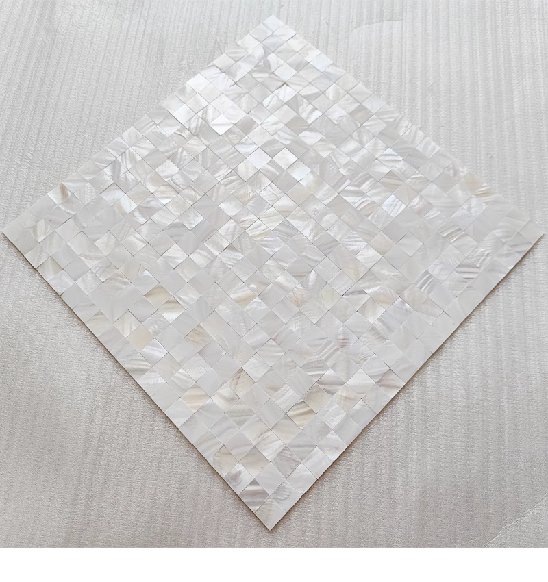 0.59" X 0.59"(15mm X 15mm) White Square Seamless Mother of Pearl Mosaic Tile for Bathroom Kitchen and Shower Wall Tile