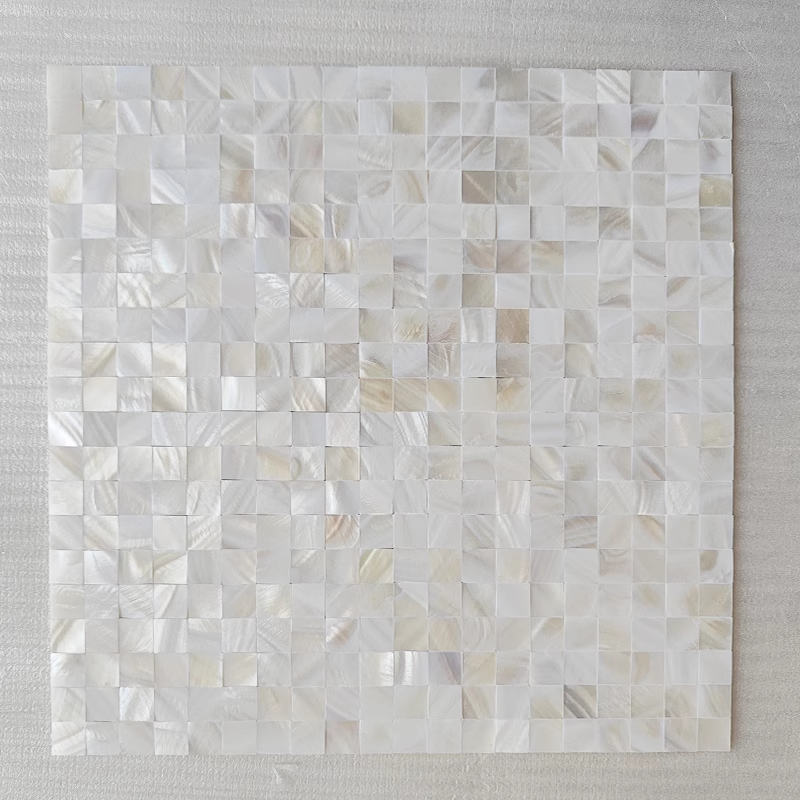 0.59" X 0.59"(15mm X 15mm) White Square Seamless Mother of Pearl Mosaic Tile for Bathroom Kitchen and Shower Wall Tile