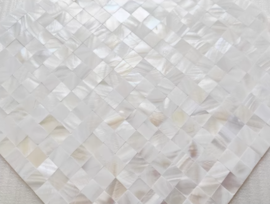 0.59" X 0.59"(15mm X 15mm) White Square Seamless Mother of Pearl Mosaic Tile for Bathroom Kitchen and Shower Wall Tile