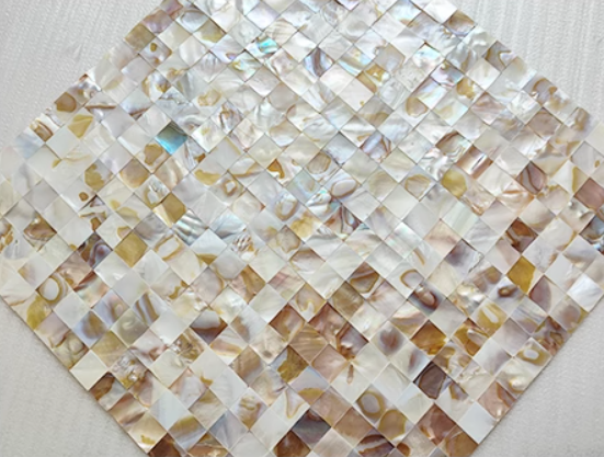 0.59" X 0.59"(15mm X 15mm) Dapple Square Seamless Mother of Pearl Mosaic Tile for Bathroom Kitchen and Shower Wall Tile