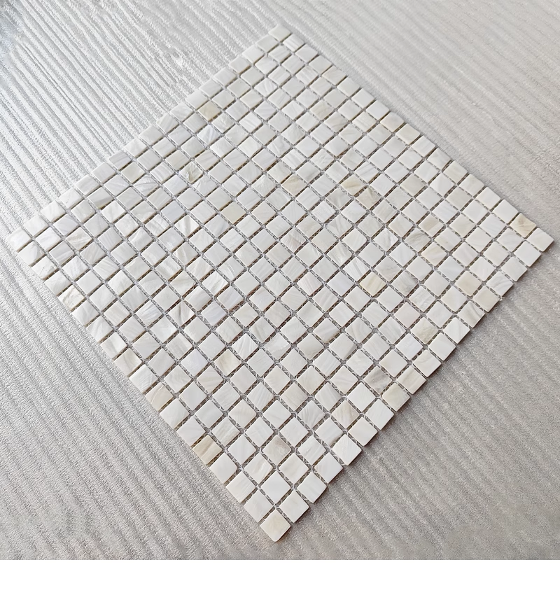 0.59" X 0.59"(15mm X 15mm) White Square Mother of Pearl Mosaic Tile for Bathroom Kitchen and Shower Wall Tile