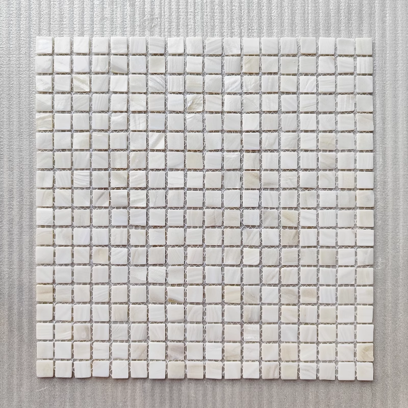 0.59" X 0.59"(15mm X 15mm) White Square Mother of Pearl Mosaic Tile for Bathroom Kitchen and Shower Wall Tile