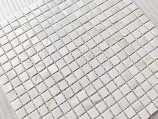 0.59" X 0.59"(15mm X 15mm) White Square Mother of Pearl Mosaic Tile for Bathroom Kitchen and Shower Wall Tile