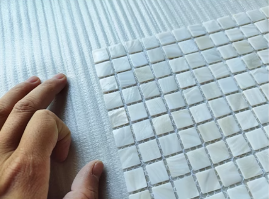 0.59" X 0.59"(15mm X 15mm) White Square Mother of Pearl Mosaic Tile for Bathroom Kitchen and Shower Wall Tile