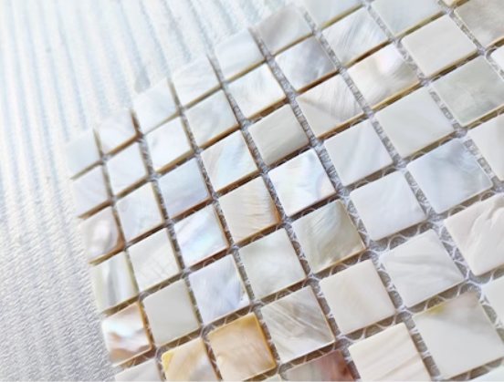 0.59" X 0.59"(15mm X 15mm) Serene Square Mother of Pearl Mosaic Tile for Bathroom Kitchen and Shower Wall Tile
