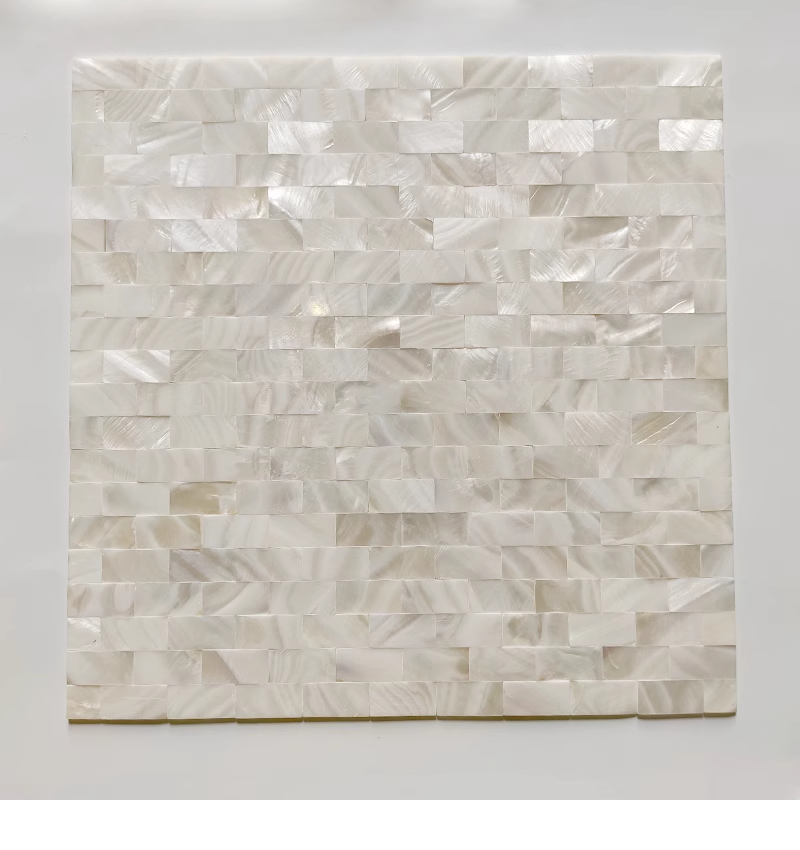 White Brick Groutless Mother of Pearl Mosaic Tile for Bathroom Kitchen and Shower Wall Tile
