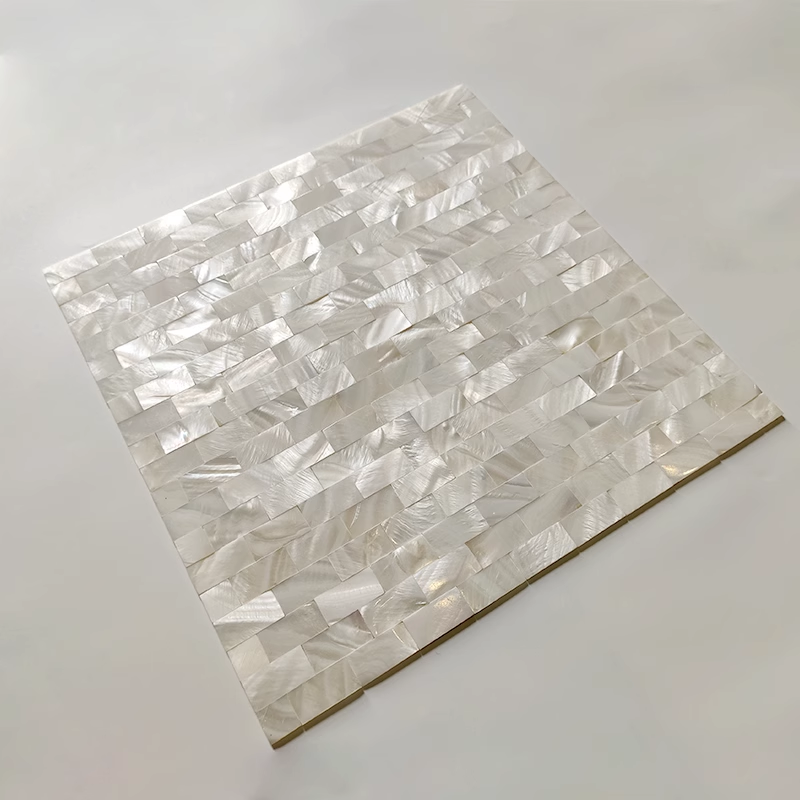 White Brick Groutless Mother of Pearl Mosaic Tile for Bathroom Kitchen and Shower Wall Tile