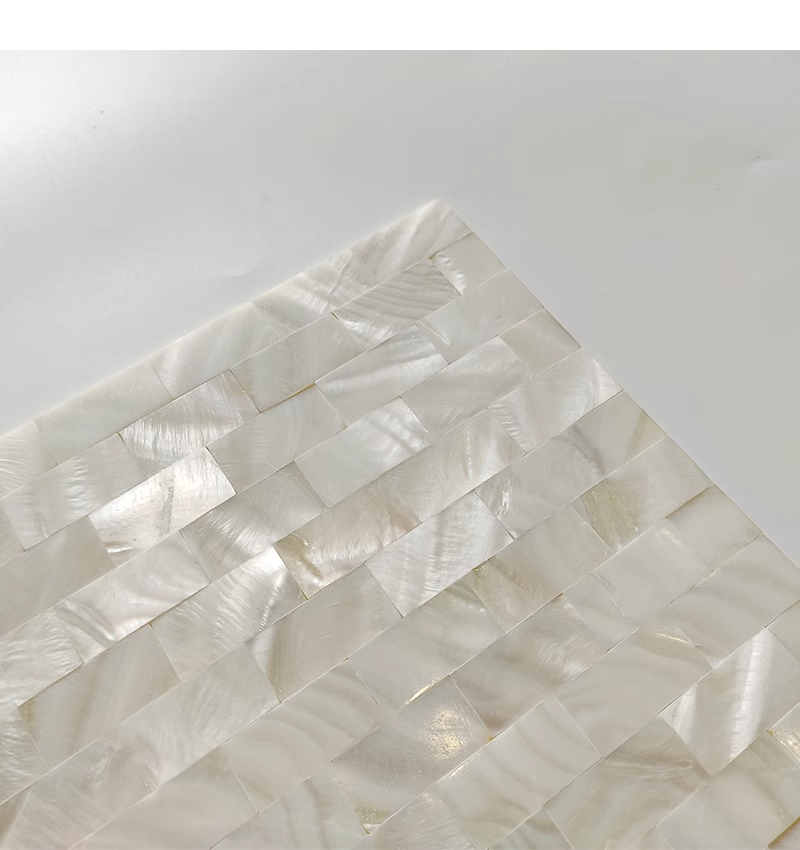 White Brick Groutless Mother of Pearl Mosaic Tile for Bathroom Kitchen and Shower Wall Tile