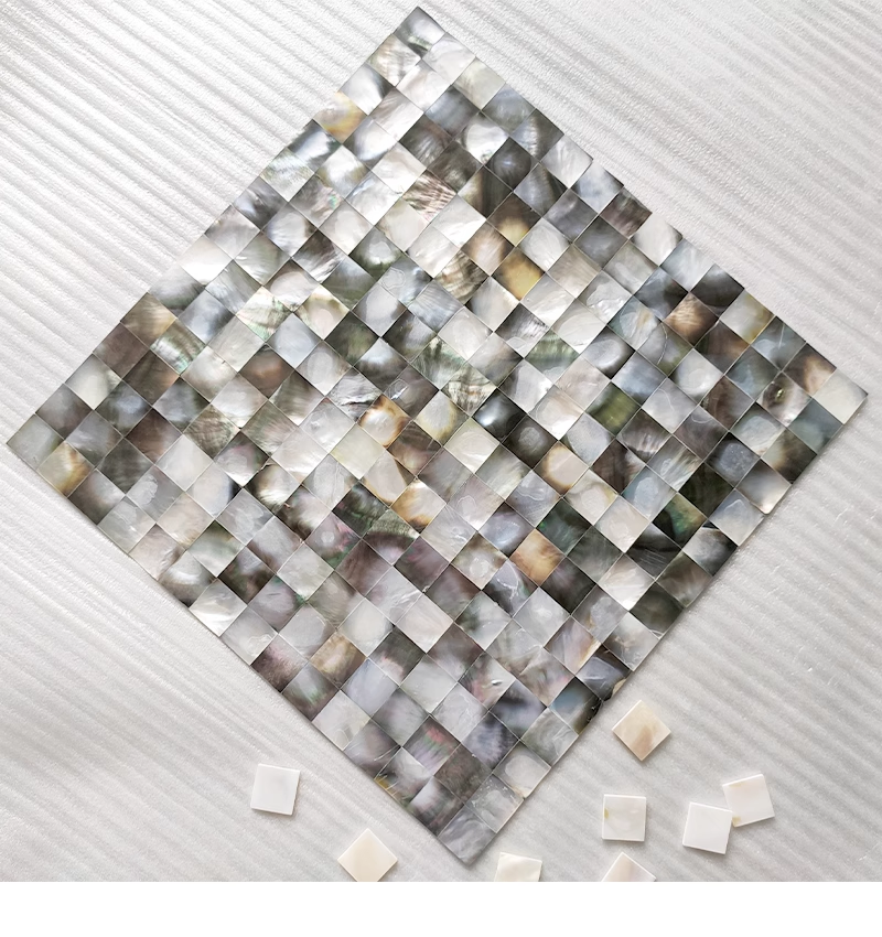 Black Square Seamless Mother of Pearl Seashell Mosaic Tile for Bathroom Kitchen and Shower Wall Tile