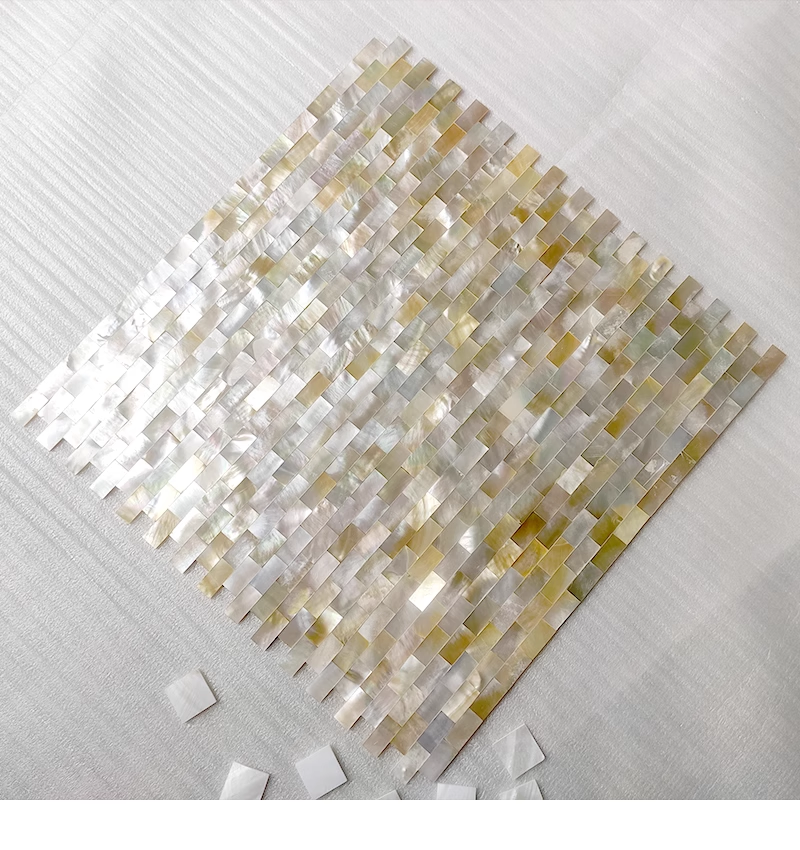Yellow Brick Seamless Mother of Pearl Mosaic Seashell Tile for Bathroom Kitchen and Shower Wall Tile
