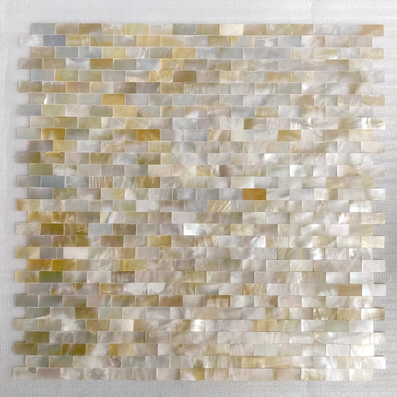 Yellow Brick Seamless Mother of Pearl Mosaic Seashell Tile for Bathroom Kitchen and Shower Wall Tile