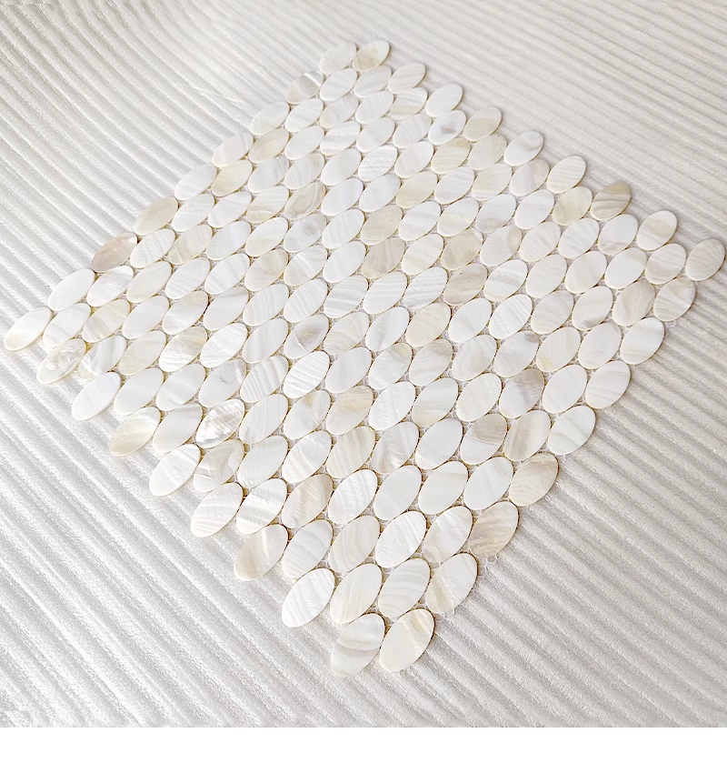 White Oval Mother of Pearl Mosaic Tile for Bathroom Kitchen and Shower Wall Tile